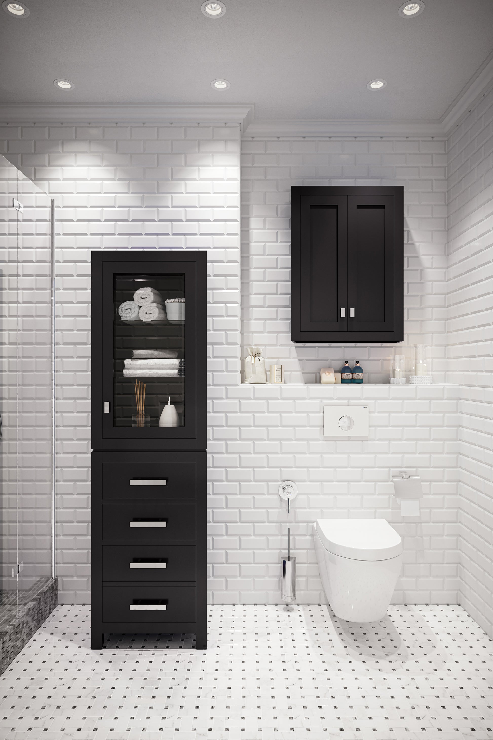 Madison 24 in. W x 33 in. H x 8 in. D Bathroom Storage Toilet Topper in Espresso | Water Creation