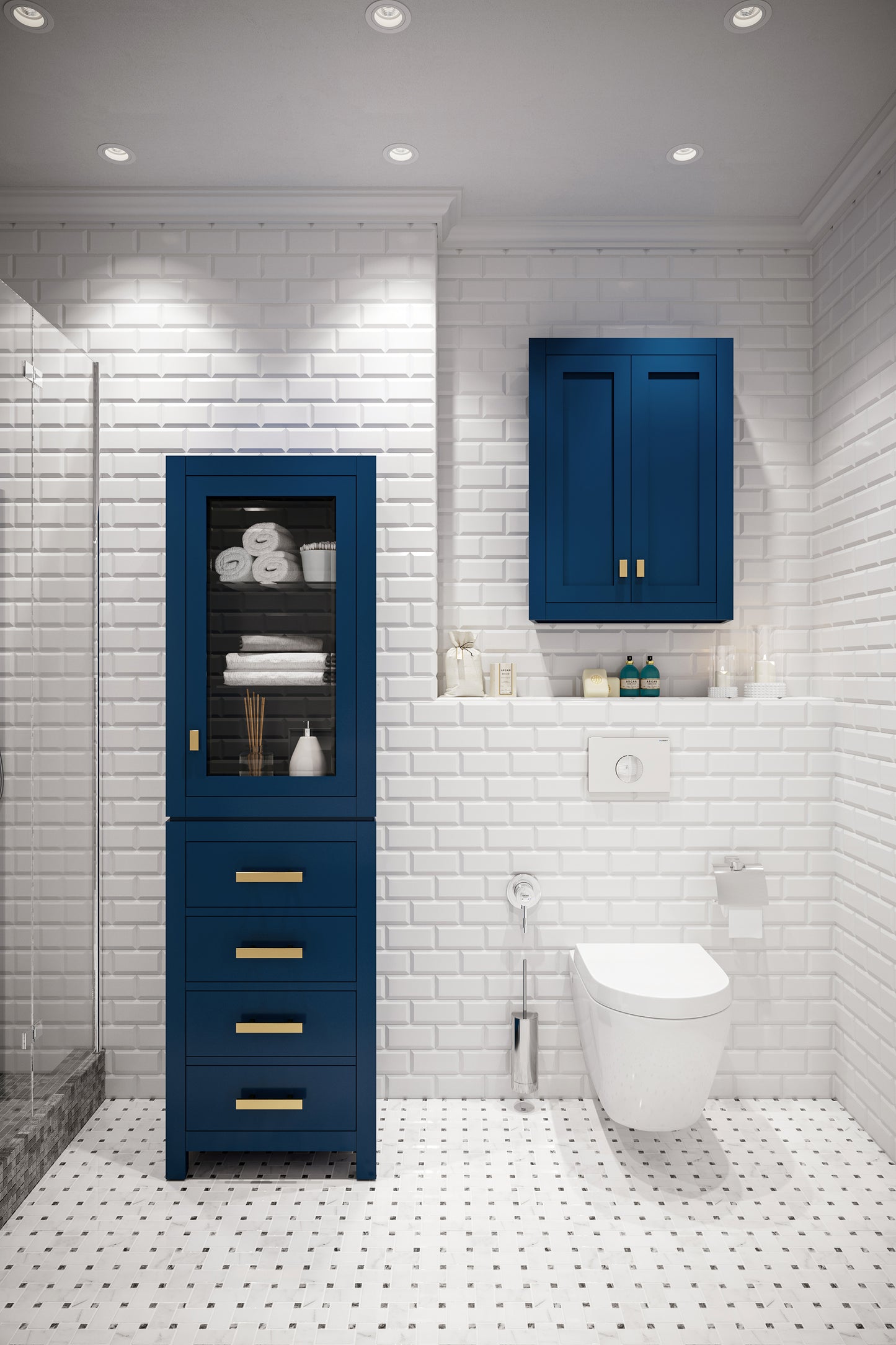 Madison 24 in. W x 33 in. H x 8 in. D Bathroom Storage Wall Cabinet in Monarch Blue | Water Creation