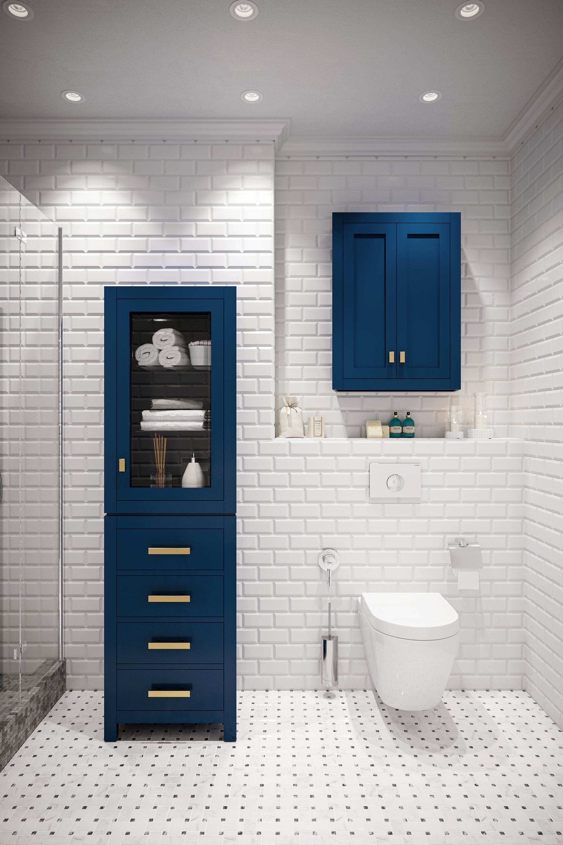 Madison 24 in. W x 33 in. H x 8 in. D Bathroom Storage Wall Cabinet in Monarch Blue | Water Creation