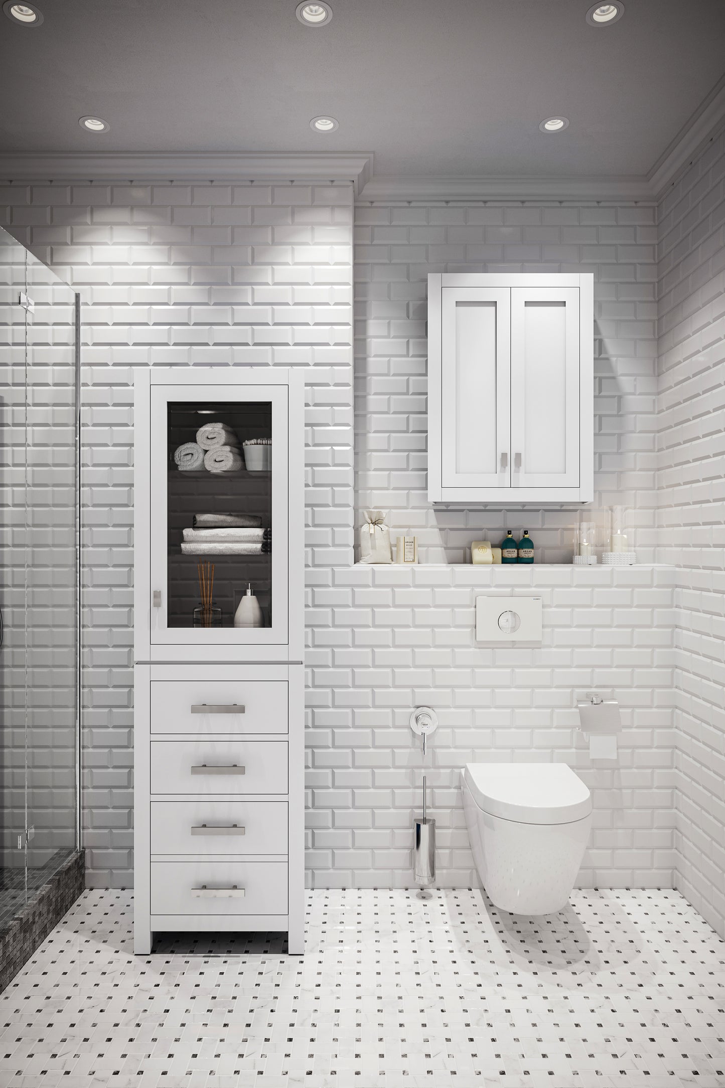 Madison 24 in. W x 33 in. H x 8 in. D Bathroom Storage Toilet Topper in Pure White | Water Creation