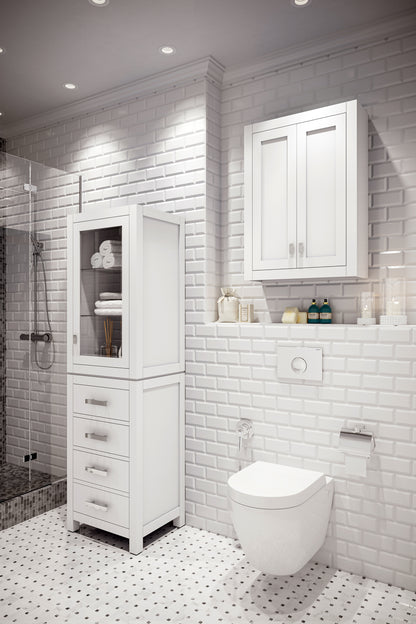 Madison 24 in. W x 33 in. H x 8 in. D Bathroom Storage Toilet Topper in Pure White | Water Creation