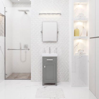 MIA 18 in. W Bath Vanity in Cashmere Grey Finish with Ceramics Integrated Vanity Top with White Basin | Water Creation