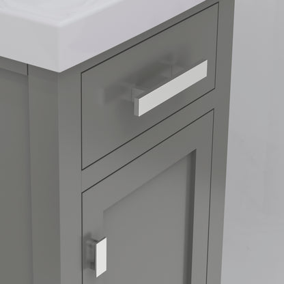 MIA 18 in. W Bath Vanity in Cashmere Grey Finish with Ceramics Integrated Vanity Top with White Basin | Water Creation