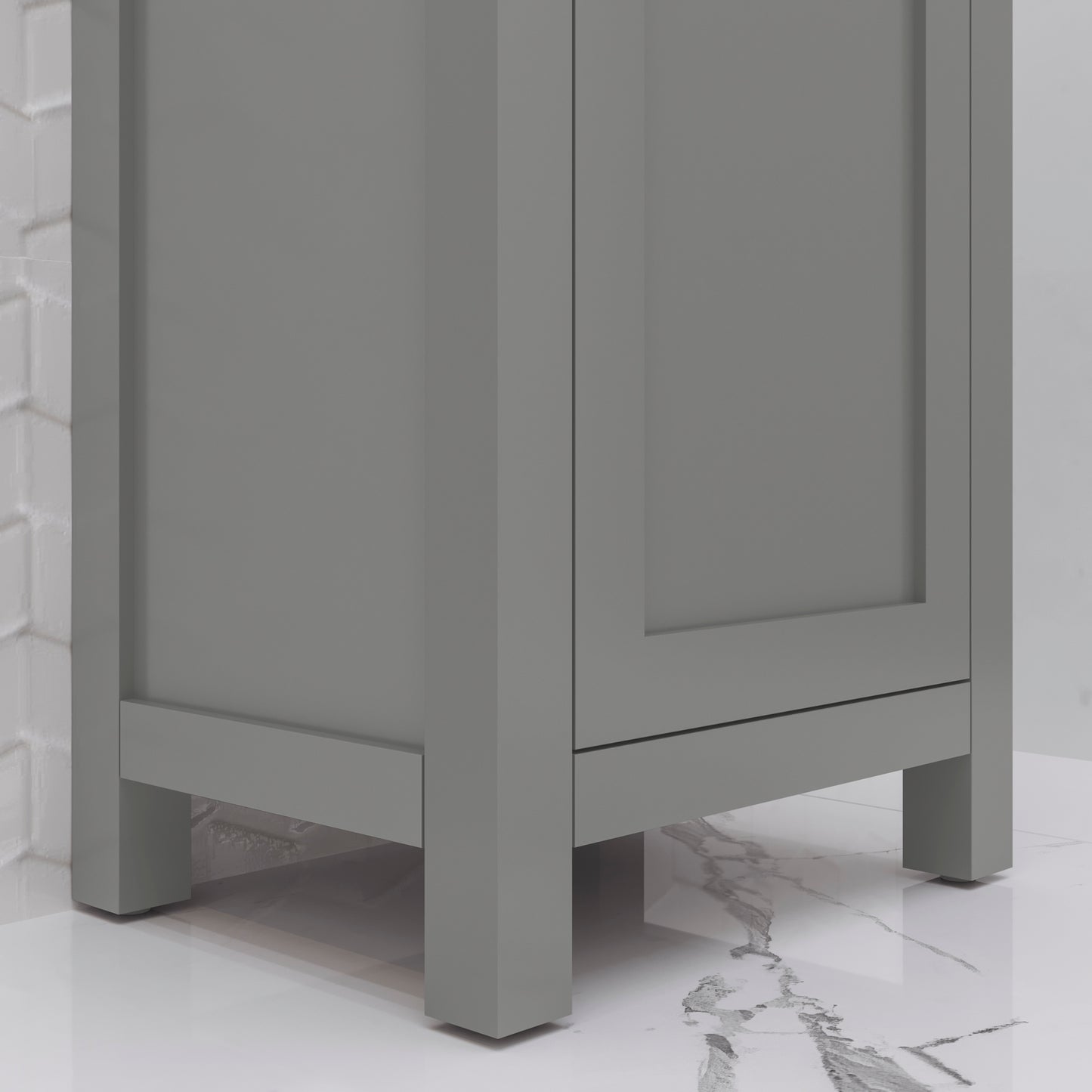 MIA 18 in. W Bath Vanity in Cashmere Grey Finish with Ceramics Integrated Vanity Top with White Basin | Water Creation