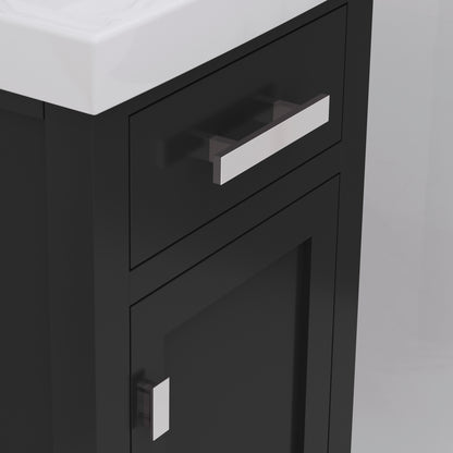 MIA 18 in. W Bath Vanity in Espresso Finish with Ceramics Integrated Vanity Top with White Basin | Water Creation