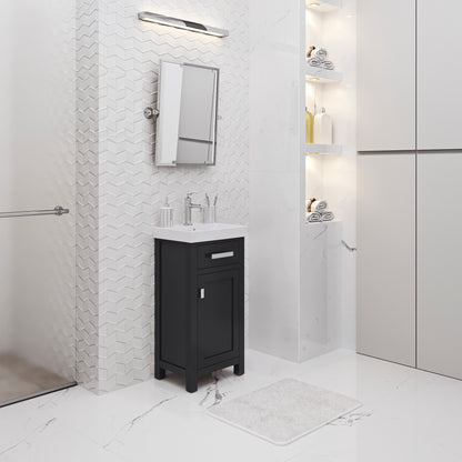MIA 18 in. W Bath Vanity in Espresso Finish with Ceramics Integrated Vanity Top with White Basin | Water Creation