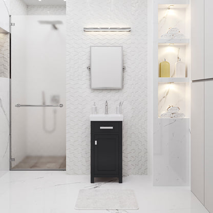 MIA 18 in. W Bath Vanity in Espresso Finish with Ceramics Integrated Vanity Top with White Basin | Water Creation