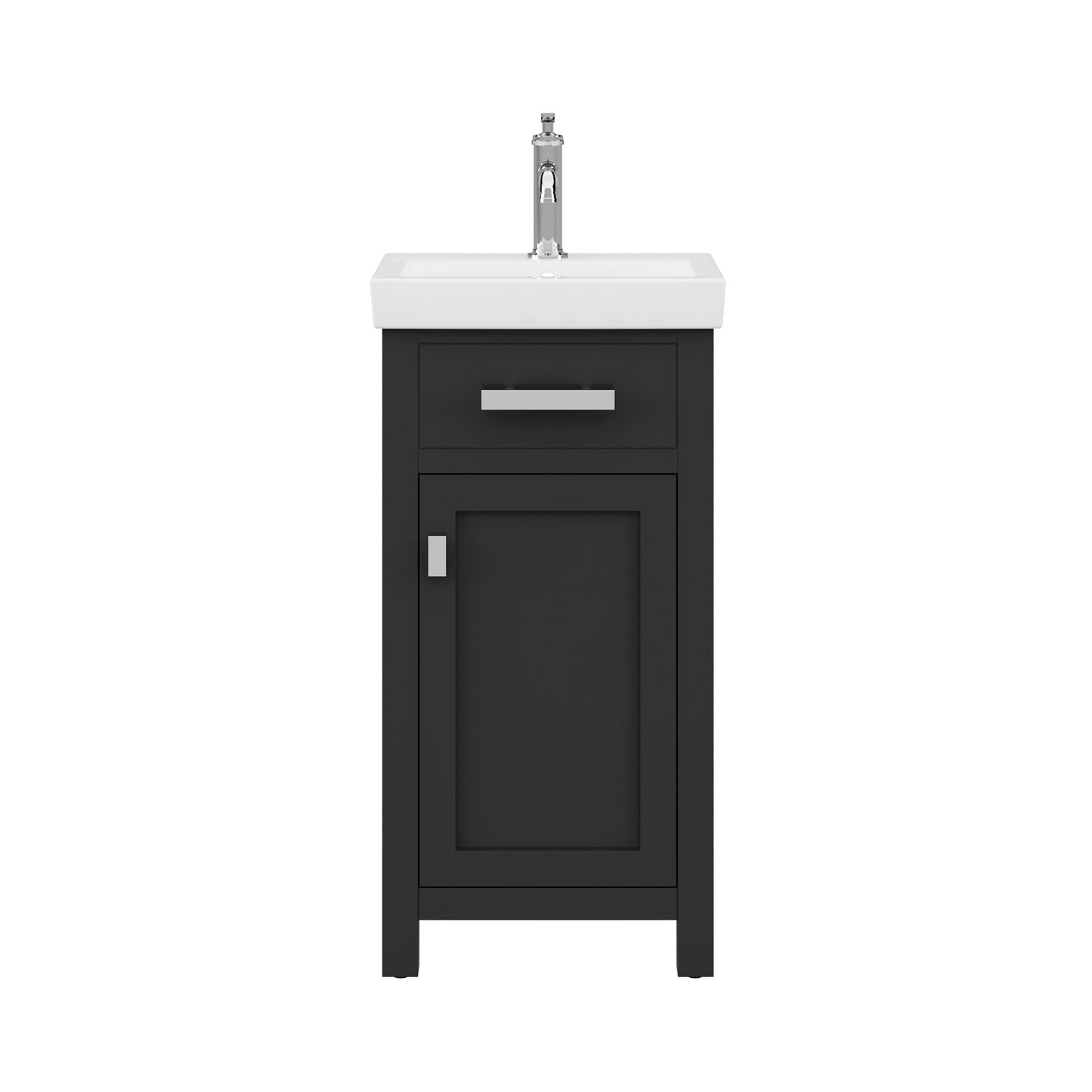 MIA 18 in. W Bath Vanity in Espresso Finish with Ceramics Integrated Vanity Top with White Basin | Water Creation