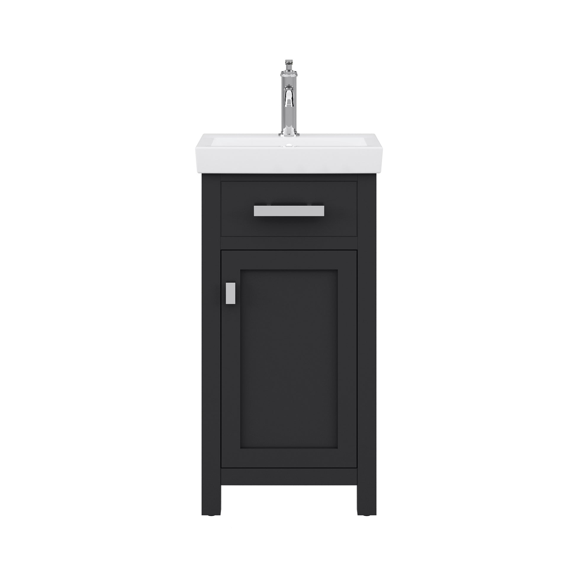MIA 18 in. W Bath Vanity in Espresso Finish with Ceramics Integrated Vanity Top with White Basin | Water Creation