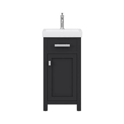 MIA 18 in. W Bath Vanity in Espresso Finish with Ceramics Integrated Vanity Top with White Basin | Water Creation