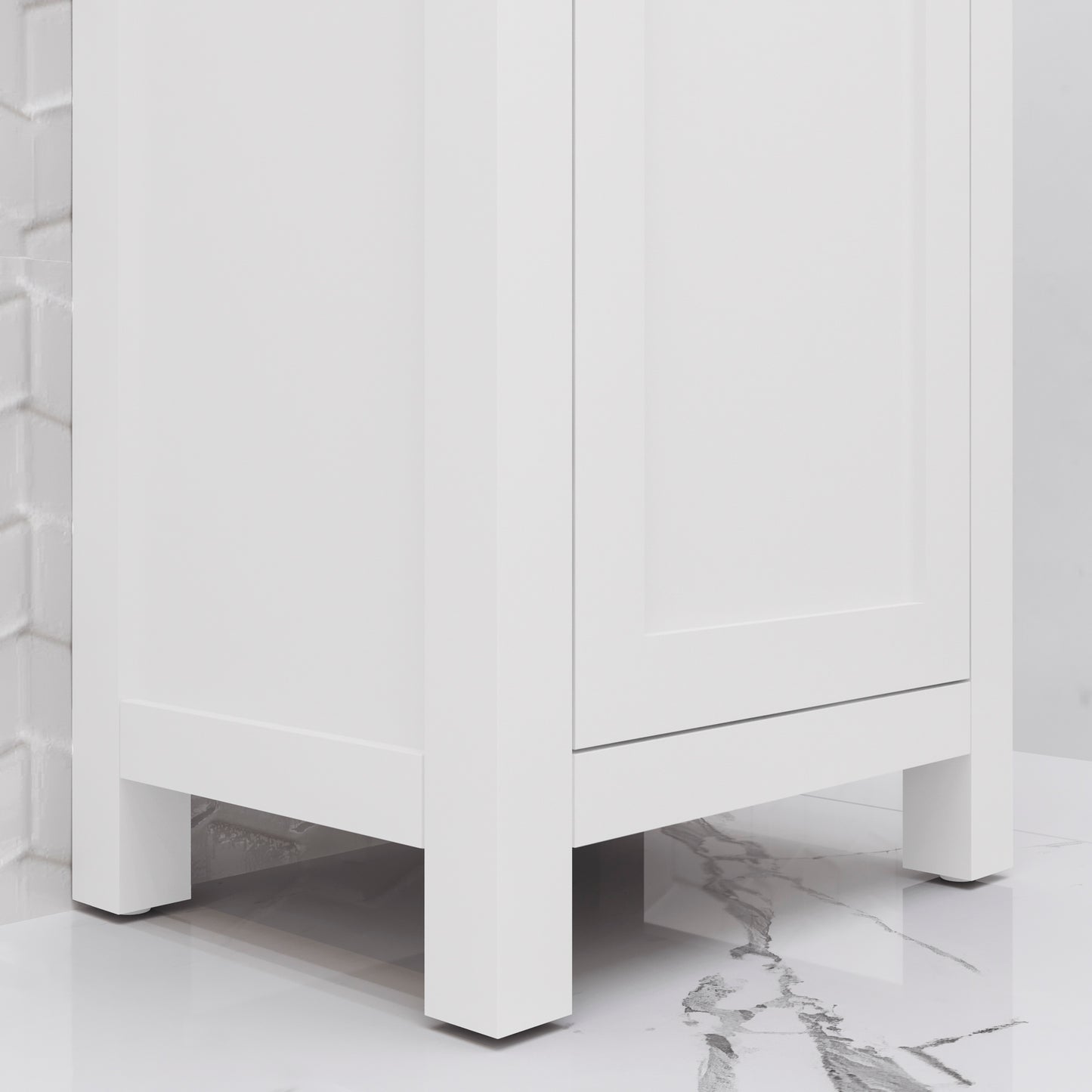 MIA 18 in. W Bath Vanity in Pure White Finish with Ceramics Integrated Vanity Top with White Basin | Water Creation