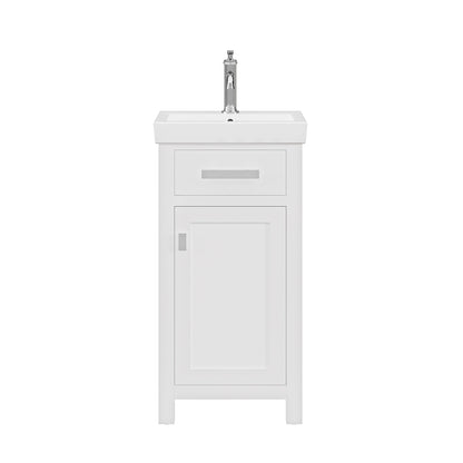 MIA 18 in. W Bath Vanity in Pure White Finish with Ceramics Integrated Vanity Top with White Basin | Water Creation