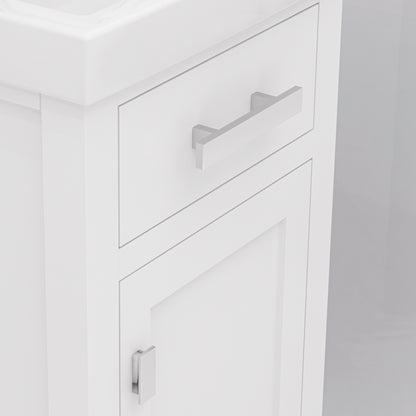 MIA 18 in. W Bath Vanity in Pure White Finish with Ceramics Integrated Vanity Top with White Basin | Water Creation