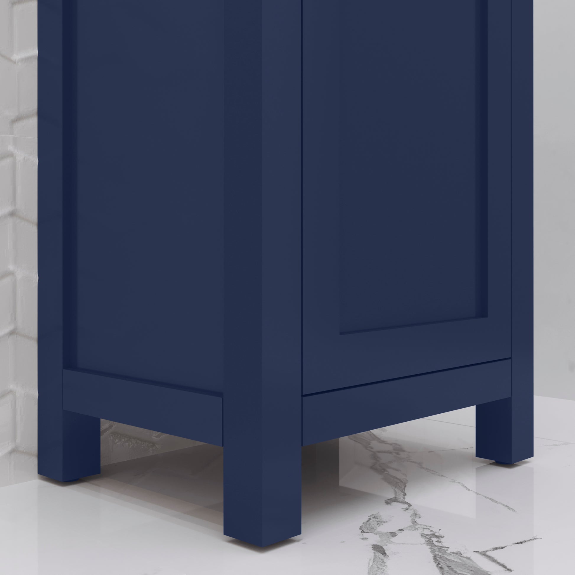 MIA 18 in. W Bath Vanity in Monarch Blue Finish with Ceramics Integrated Vanity Top with White Basin | Water Creation