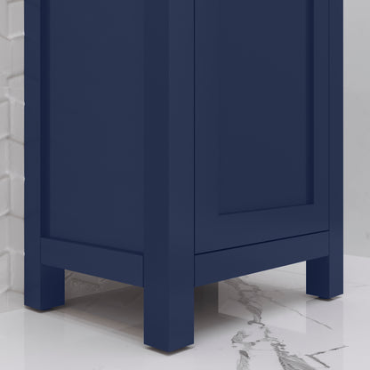 MIA 18 in. W Bath Vanity in Monarch Blue Finish with Ceramics Integrated Vanity Top with White Basin | Water Creation