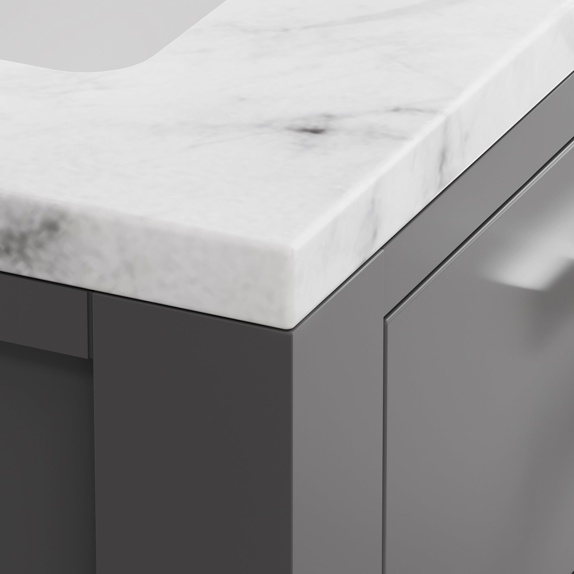 24 in. W x 21 in. D x 34 in. H Vanity in Cashmere Grey with Marble Vanity Top in Carrara White | Water Creation