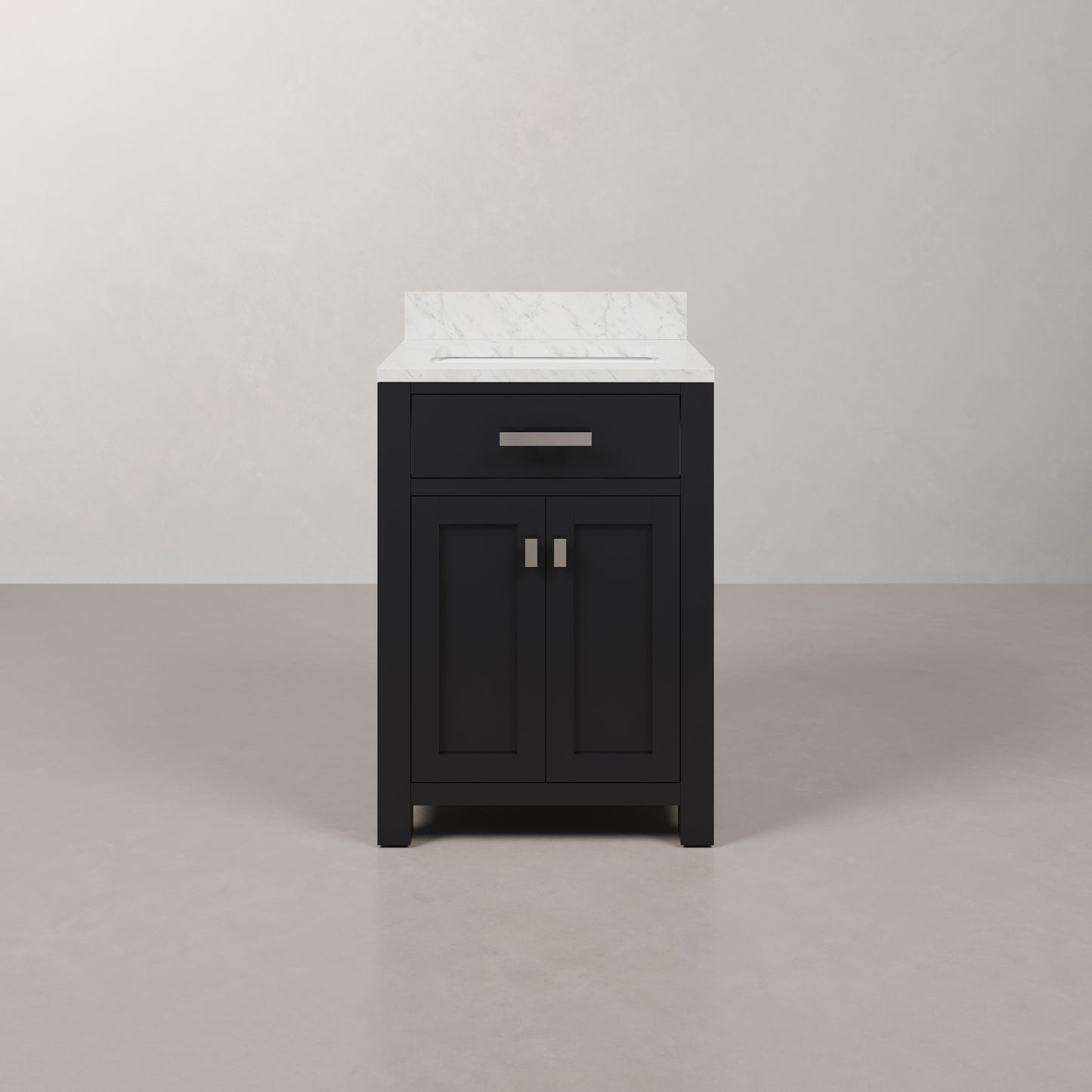 Madison 24 in. W x 21.5 in. D x 34 in. H Single Sink Bath Vanity in Espresso with Carrara White Marble Top | Water Creation