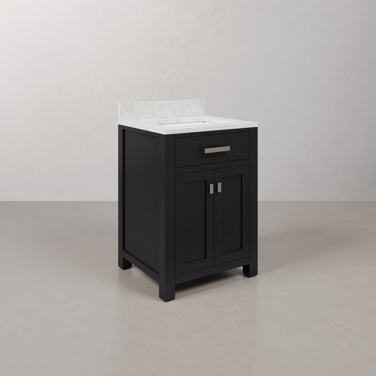 Madison 24 in. W x 21.5 in. D x 34 in. H Single Sink Bath Vanity in Espresso with Carrara White Marble Top | Water Creation