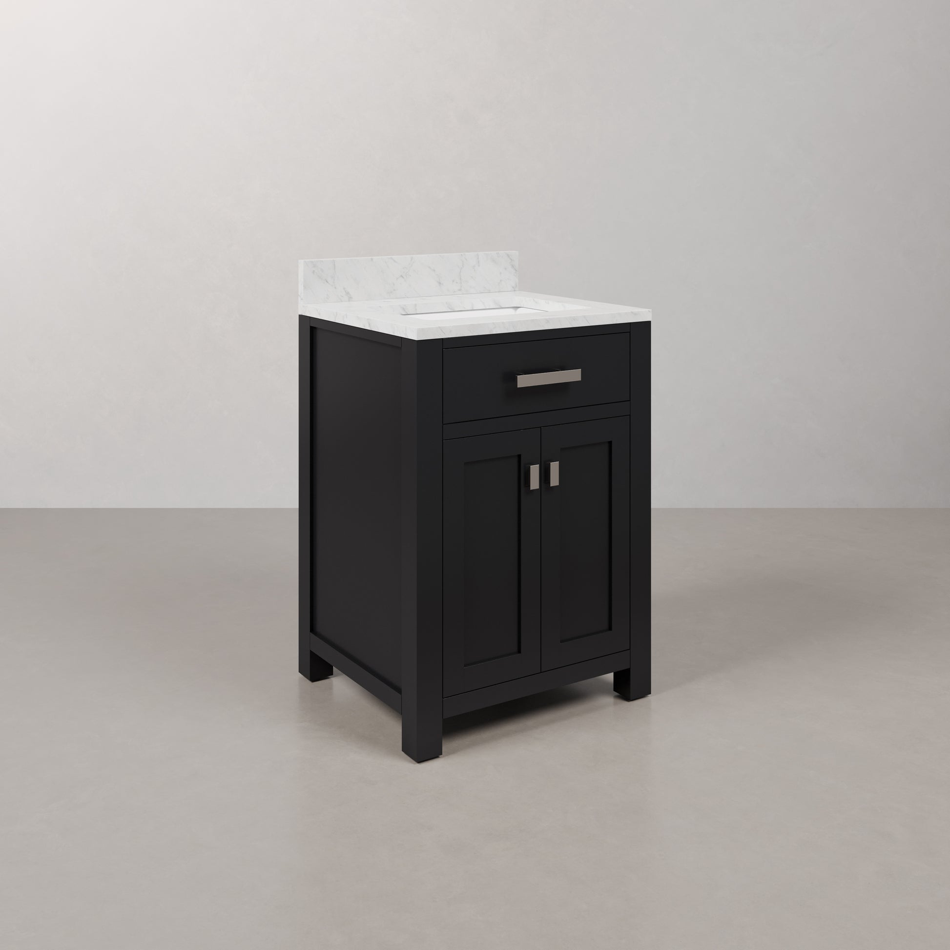Madison 24 in. W x 21.5 in. D x 34 in. H Single Sink Bath Vanity in Espresso with Carrara White Marble Top | Water Creation