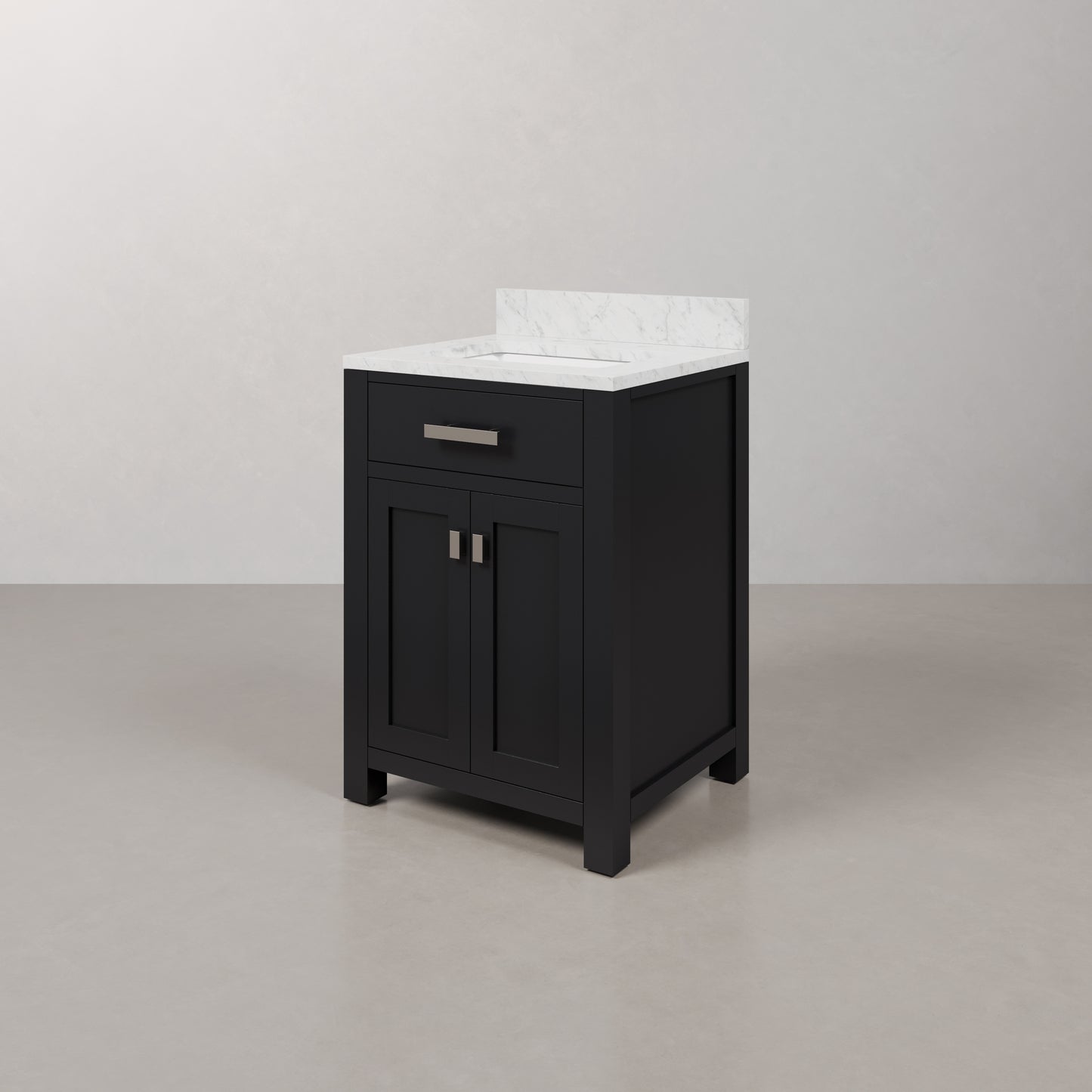 Madison 24 in. W x 21.5 in. D x 34 in. H Single Sink Bath Vanity in Espresso with Carrara White Marble Top | Water Creation