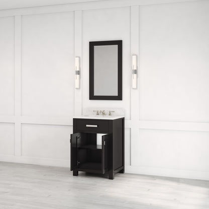 Madison 24 in. W x 21.5 in. D x 34 in. H Single Sink Bath Vanity in Espresso with Carrara White Marble Top | Water Creation