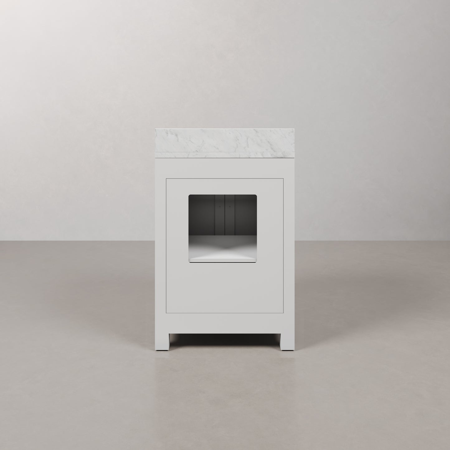 Madison 24 in. Vanity in Modern White with Marble Vanity Top in Carrara White | Water Creation