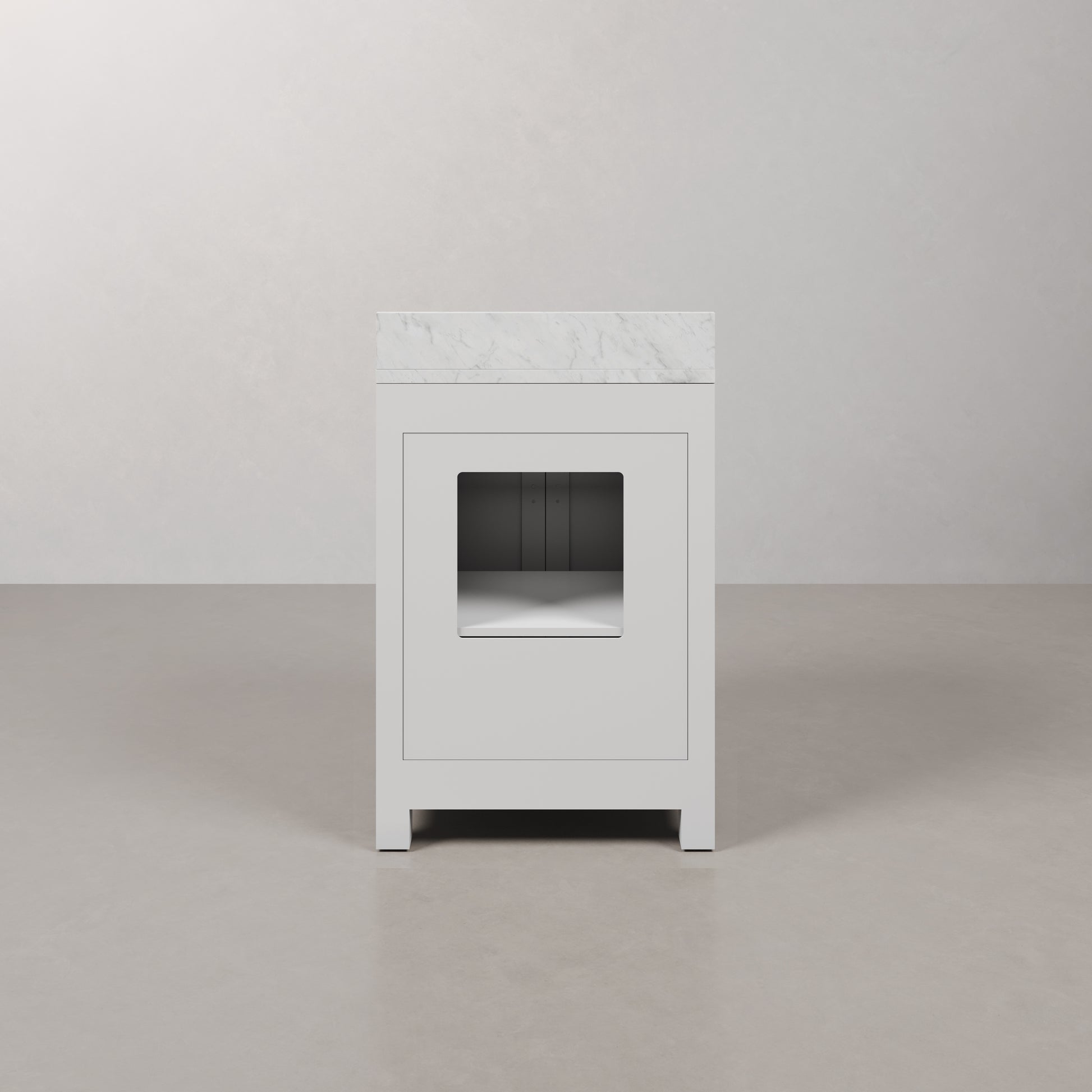 Madison 24 in. Vanity in Modern White with Marble Vanity Top in Carrara White | Water Creation