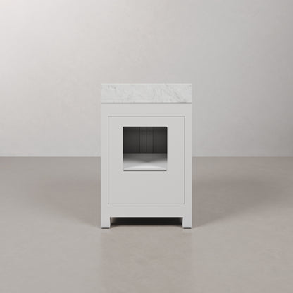 Madison 24 in. Vanity in Modern White with Marble Vanity Top in Carrara White | Water Creation