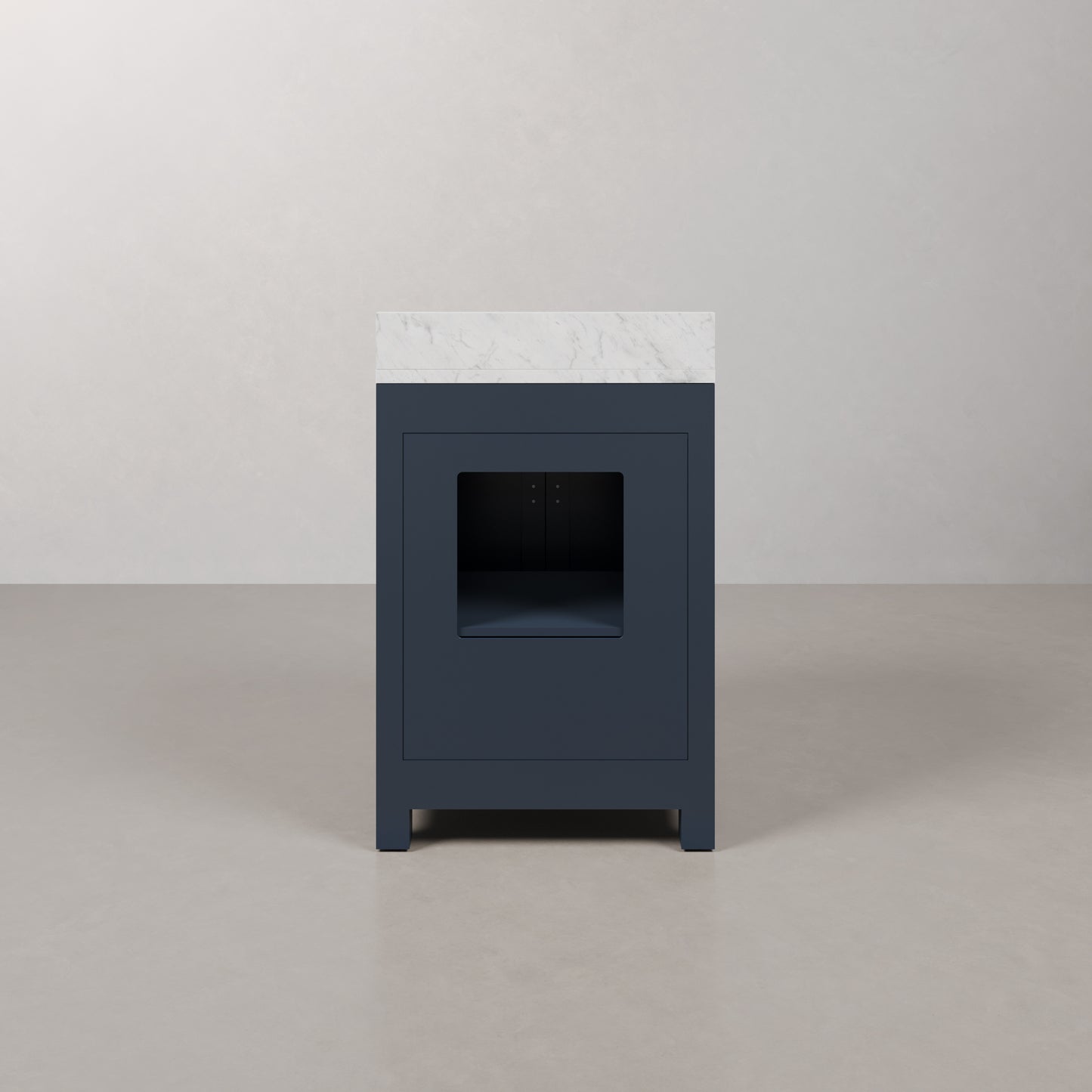 Madison 24 in. Bath Vanity in Monarch Blue with Marble Vanity Top in Carrara White with White Basin | Water Creation