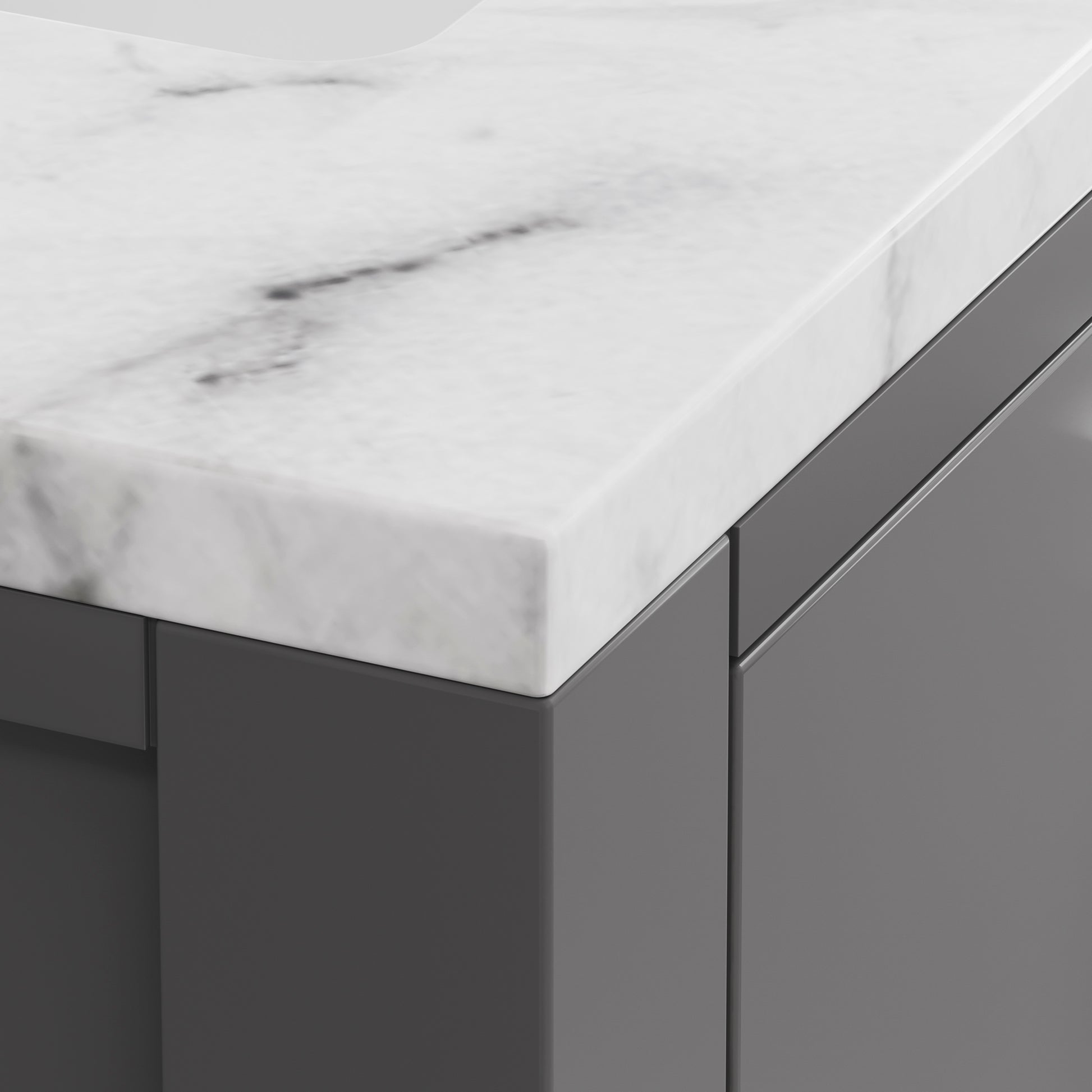 Madison 30 in. W x 21 in. D x 34 in. H Vanity in Cashmere Grey with Marble Vanity Top in Carrara White | Water Creation