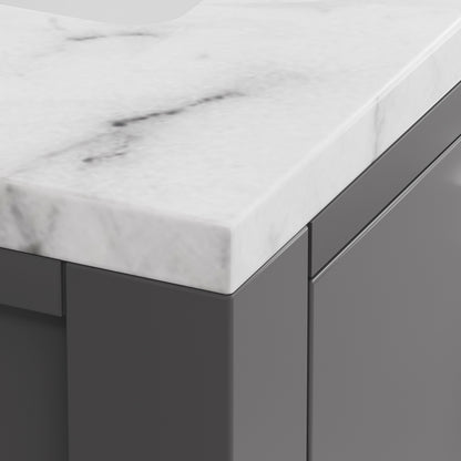 Madison 30 in. W x 21 in. D x 34 in. H Vanity in Cashmere Grey with Marble Vanity Top in Carrara White | Water Creation