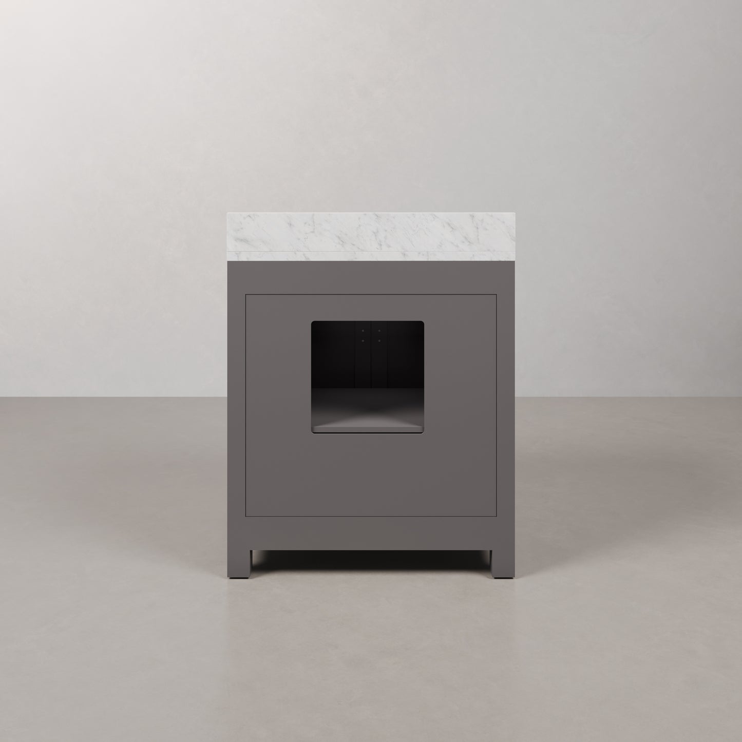 Madison 30 in. W x 21 in. D x 34 in. H Vanity in Cashmere Grey with Marble Vanity Top in Carrara White | Water Creation
