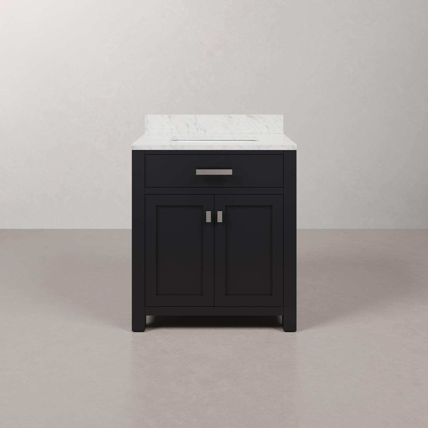 Madison 30 in. W x 21.5 in. D x 34 in. H Single Sink Bath Vanity in Espresso with Carrara White Marble Top | Water Creation