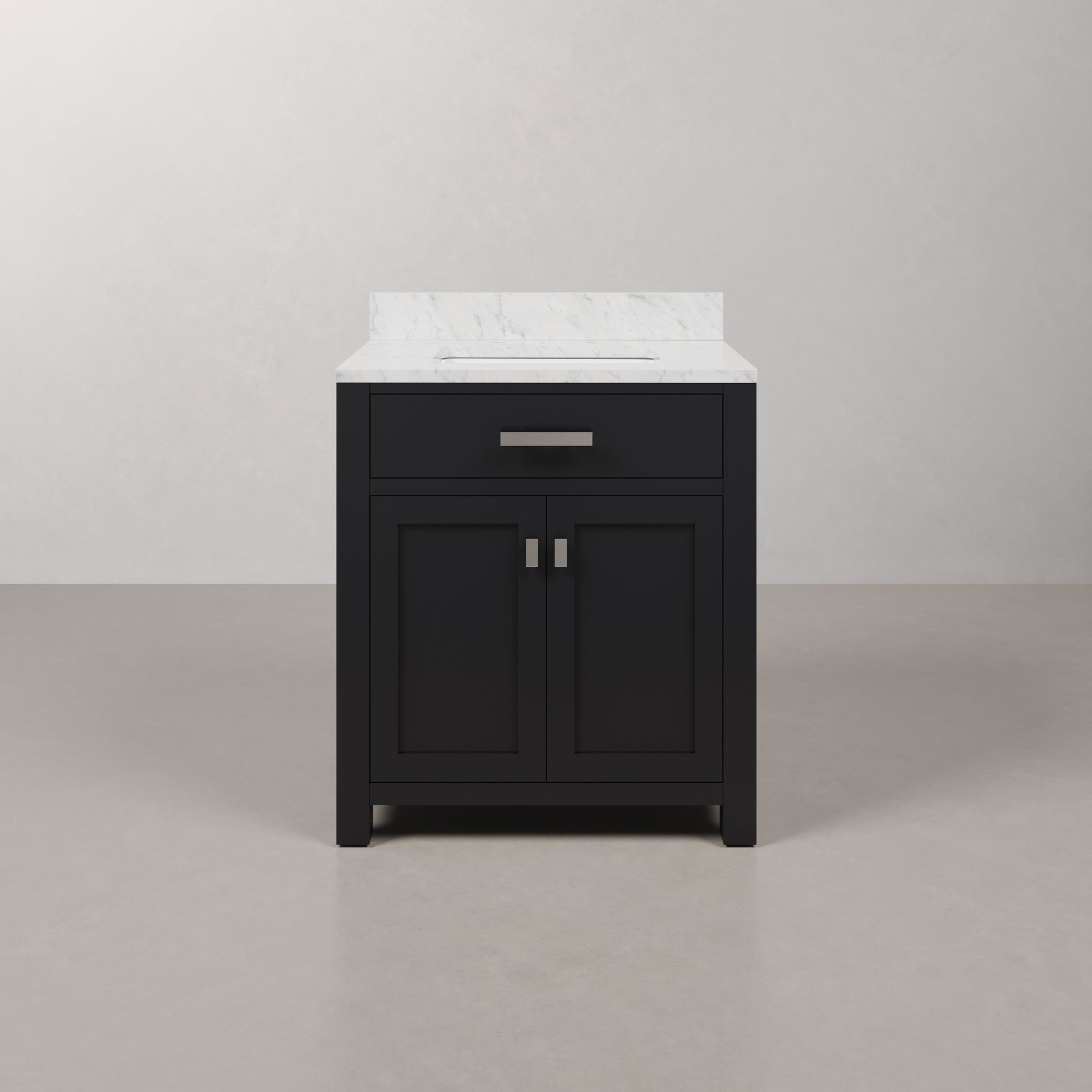 Madison 30 in. W x 21.5 in. D x 34 in. H Single Sink Bath Vanity in Espresso with Carrara White Marble Top | Water Creation