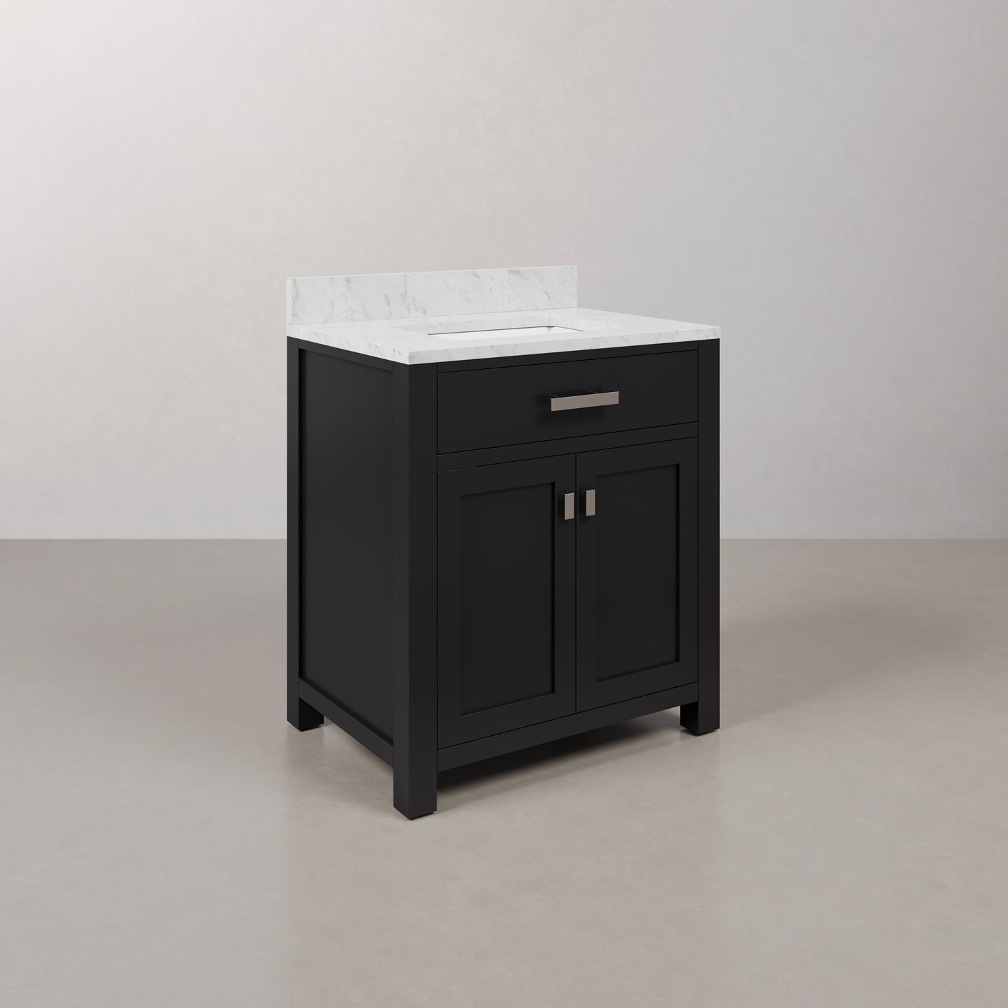 Madison 30 in. W x 21.5 in. D x 34 in. H Single Sink Bath Vanity in Espresso with Carrara White Marble Top | Water Creation