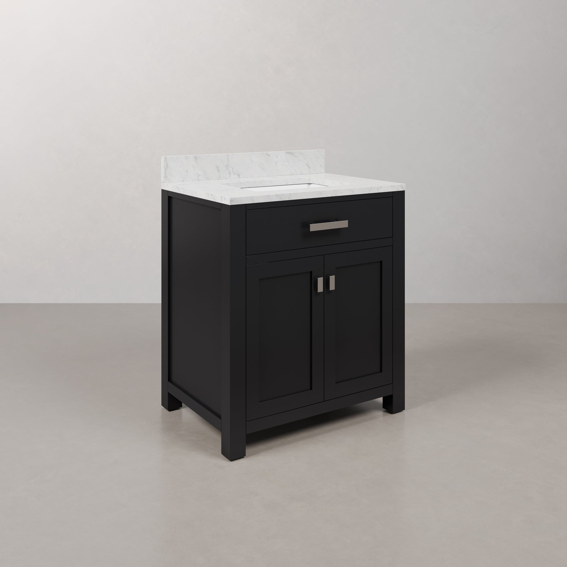 Madison 30 in. W x 21.5 in. D x 34 in. H Single Sink Bath Vanity in Espresso with Carrara White Marble Top | Water Creation