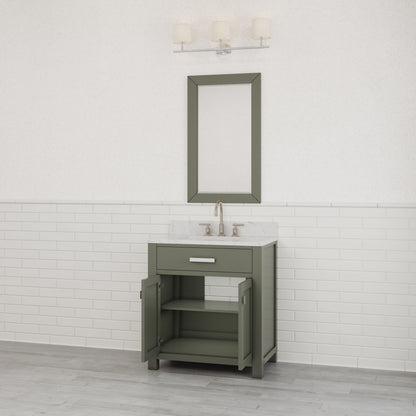 Madison 30 in. W x 21.5 in. D Bath Vanity in Green with Marble Vanity Top in White with White Basin | Water Creation