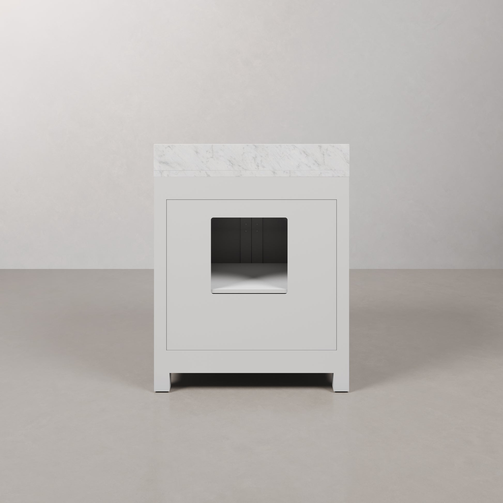 Madison 30 in. Vanity in Modern White with Marble Vanity Top in Carrara White | Water Creation