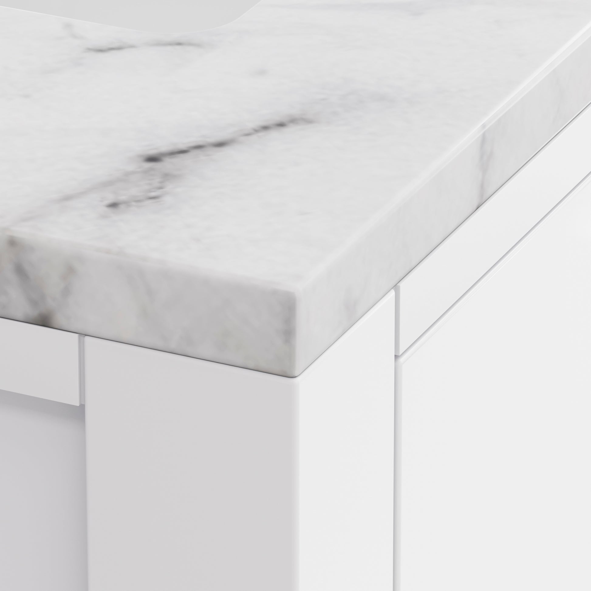 Madison 30 in. Vanity in Modern White with Marble Vanity Top in Carrara White | Water Creation