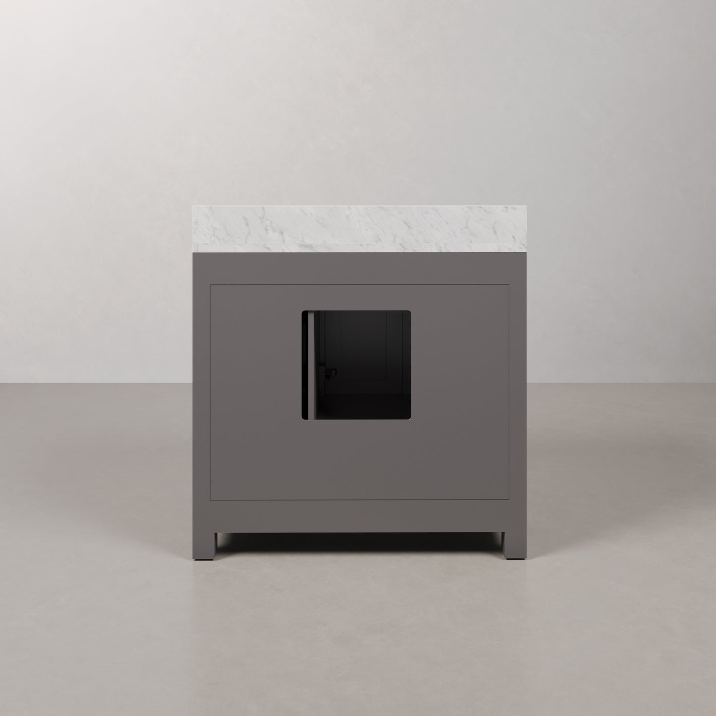 Madison 36 in. W x 34 in. H Bath Vanity in Gray with Marble Vanity Top in Carrara White with White Basin | Water Creation