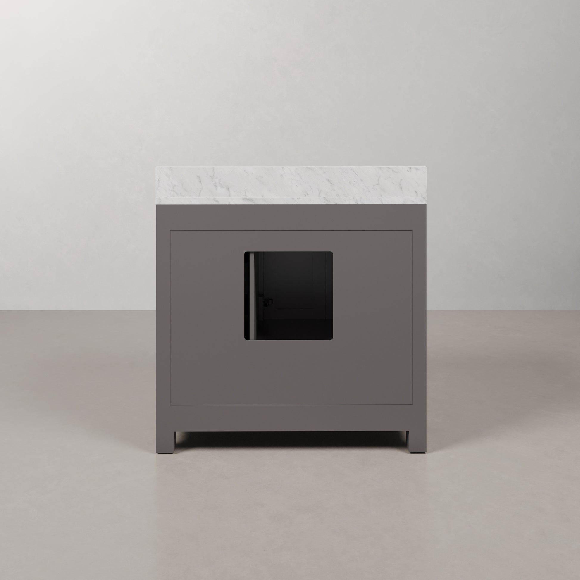 Madison 36 in. W x 34 in. H Bath Vanity in Gray with Marble Vanity Top in Carrara White with White Basin | Water Creation