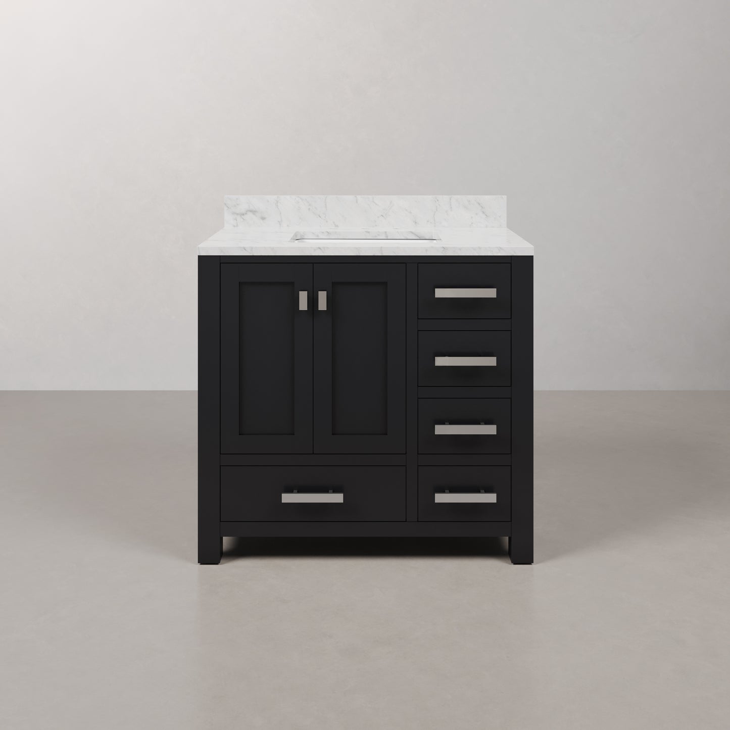 Madison 36 in. W x 34 in. H Vanity in Espresso with Marble Vanity Top in Carrara White with White Basin | Water Creation