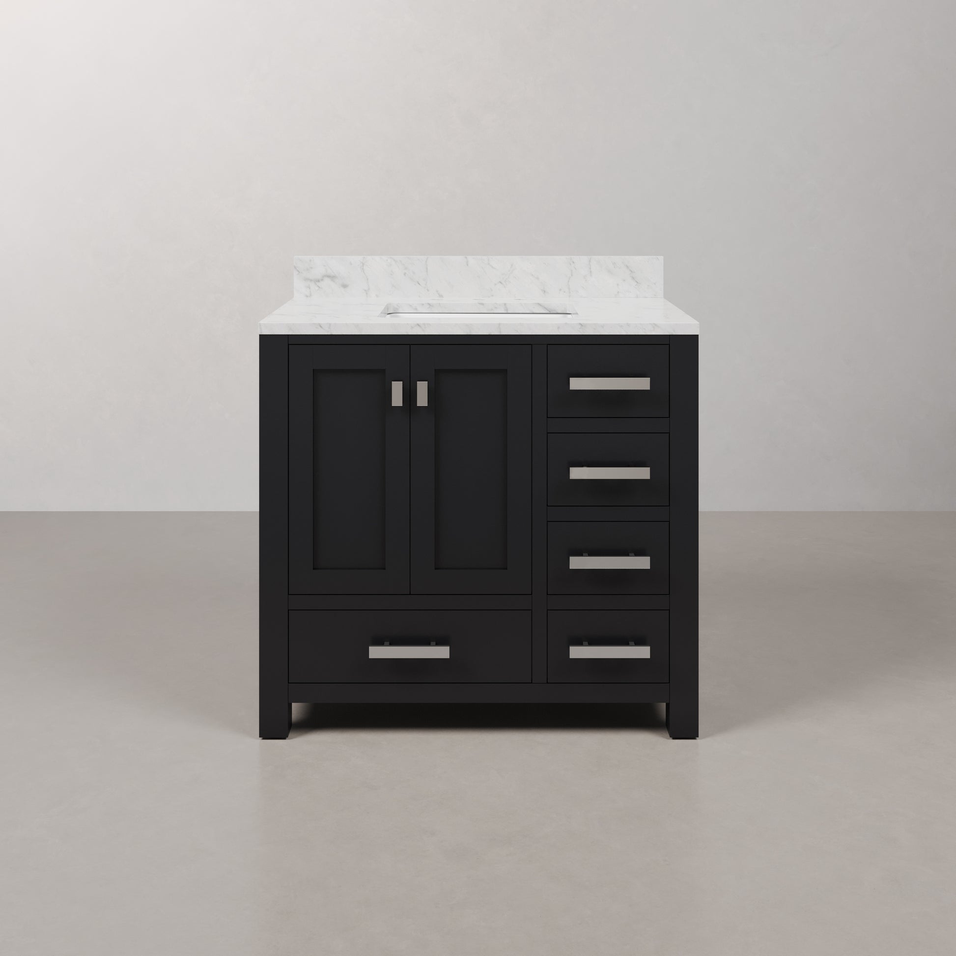 Madison 36 in. W x 34 in. H Vanity in Espresso with Marble Vanity Top in Carrara White with White Basin | Water Creation