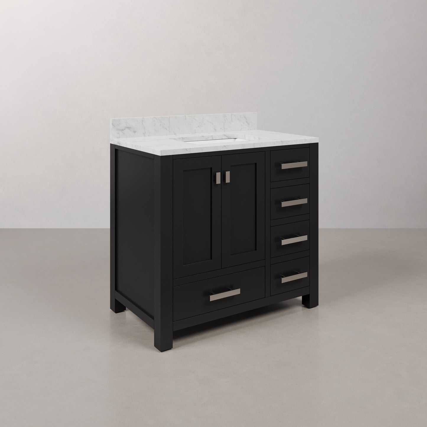 Madison 36 in. W x 34 in. H Vanity in Espresso with Marble Vanity Top in Carrara White with White Basin | Water Creation