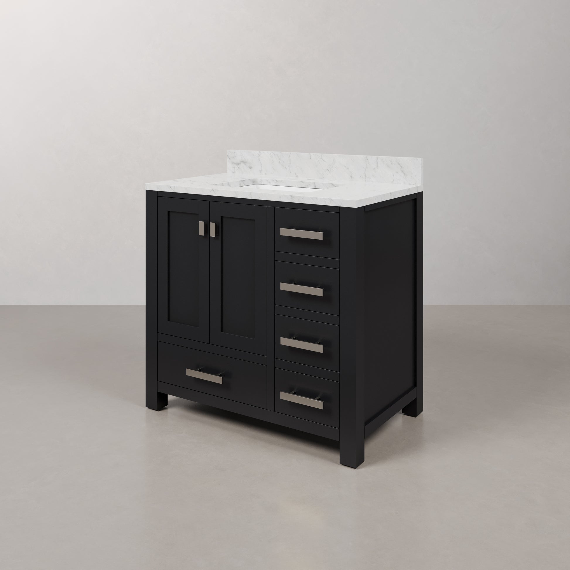 Madison 36 in. W x 34 in. H Vanity in Espresso with Marble Vanity Top in Carrara White with White Basin | Water Creation