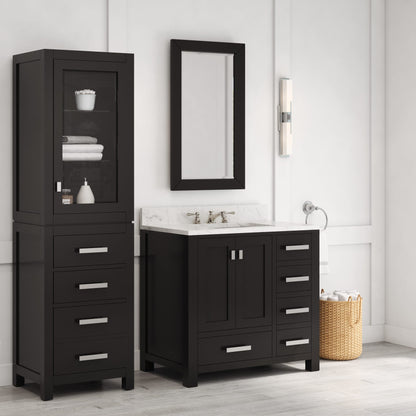 Madison 36 in. W x 34 in. H Vanity in Espresso with Marble Vanity Top in Carrara White with White Basin | Water Creation