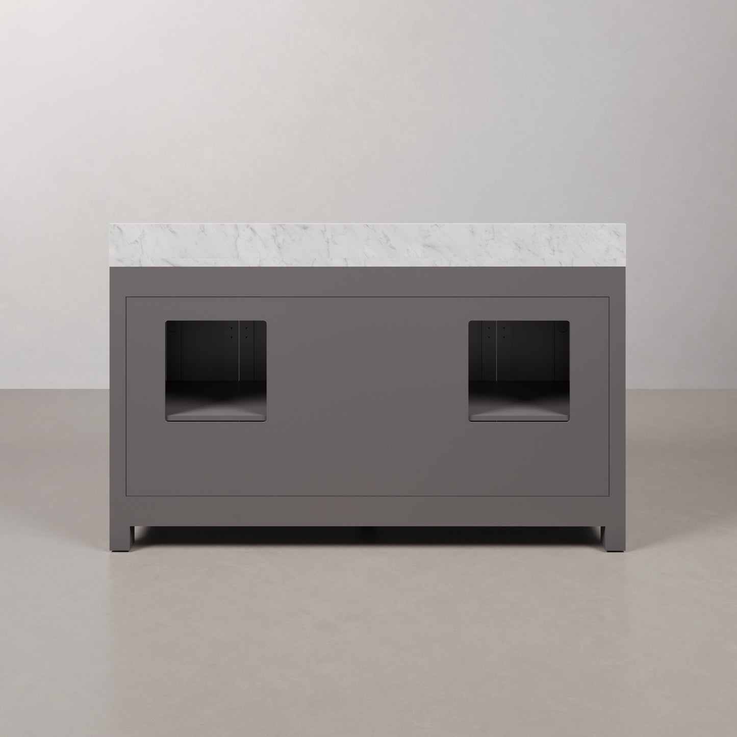 Madison 60 in. W x 21 in. D x 34 in. H Vanity in Cashmere Grey with Marble Vanity Top in Carrara White | Water Creation