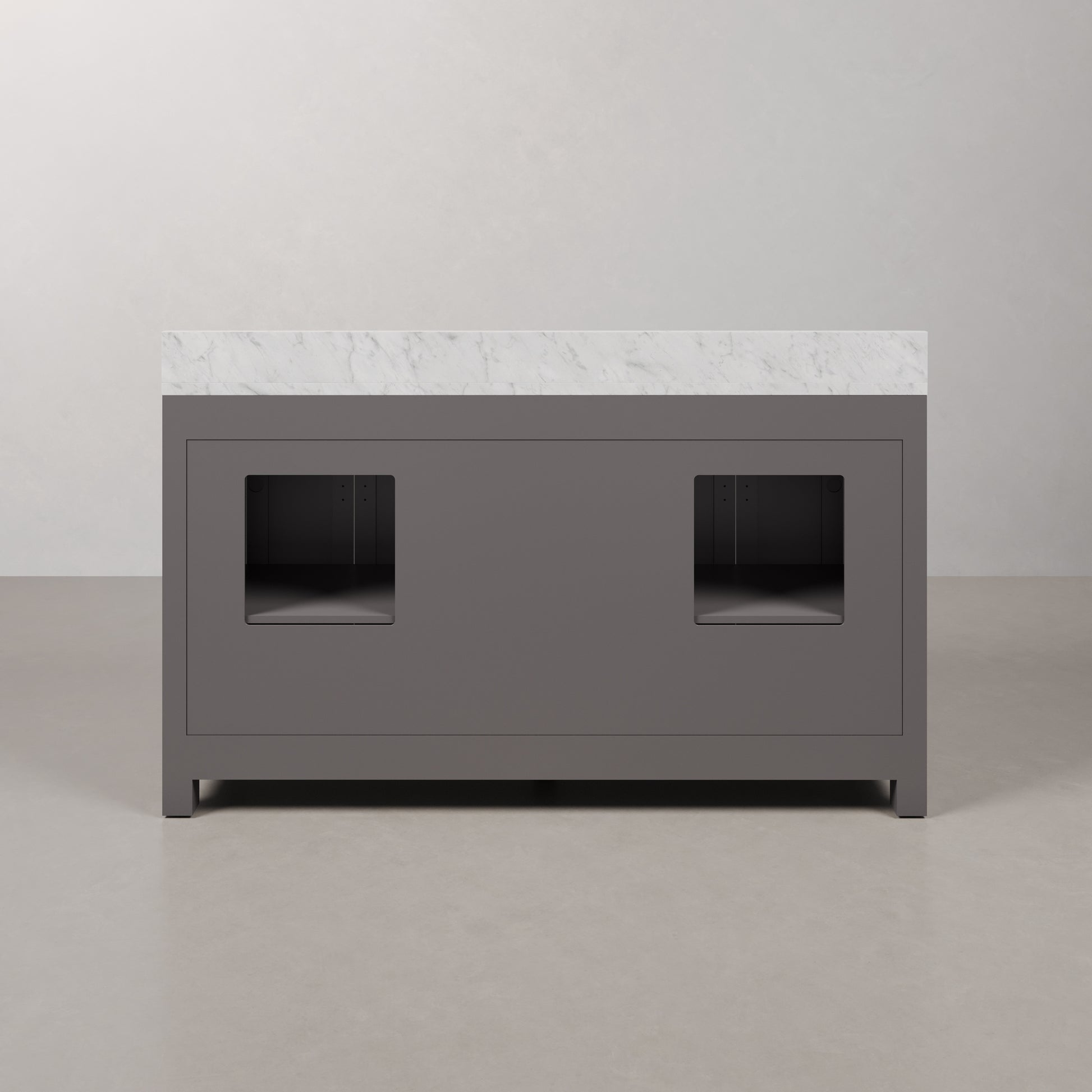 Madison 60 in. W x 21 in. D x 34 in. H Vanity in Cashmere Grey with Marble Vanity Top in Carrara White | Water Creation