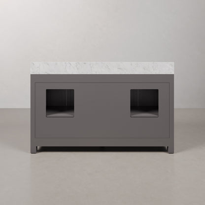 Madison 60 in. W x 21 in. D x 34 in. H Vanity in Cashmere Grey with Marble Vanity Top in Carrara White | Water Creation
