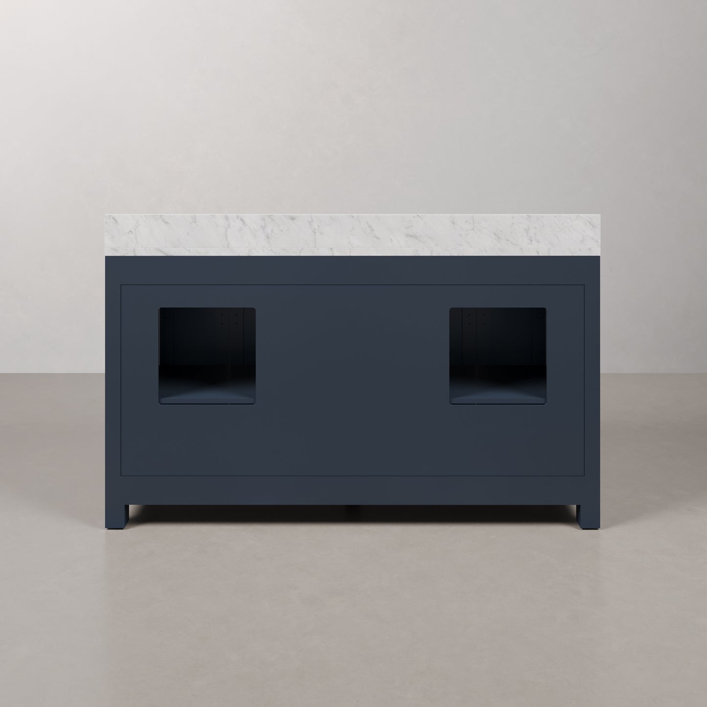 Madison 60 in. W Bath Vanity in Monarch Blue with Marble Vanity Top in Carrara White with White Basin(s) | Water Creation